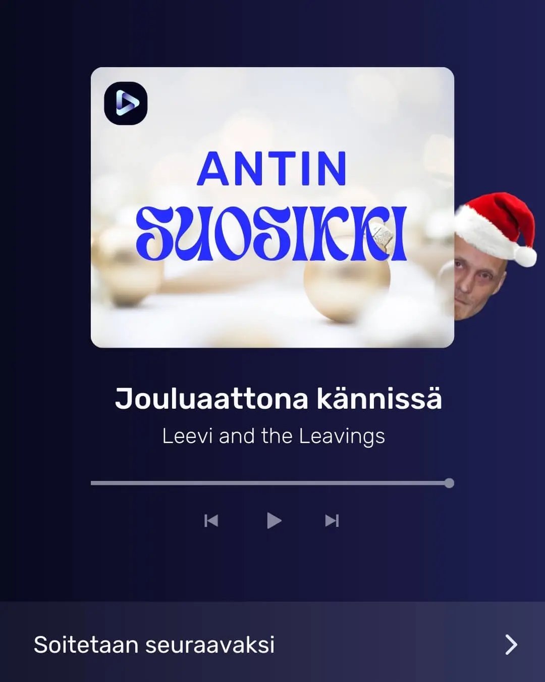Antin kuva ja tekstit: Antin suosikki, Jouluaattona kännissä, Leevi and the Leavings.