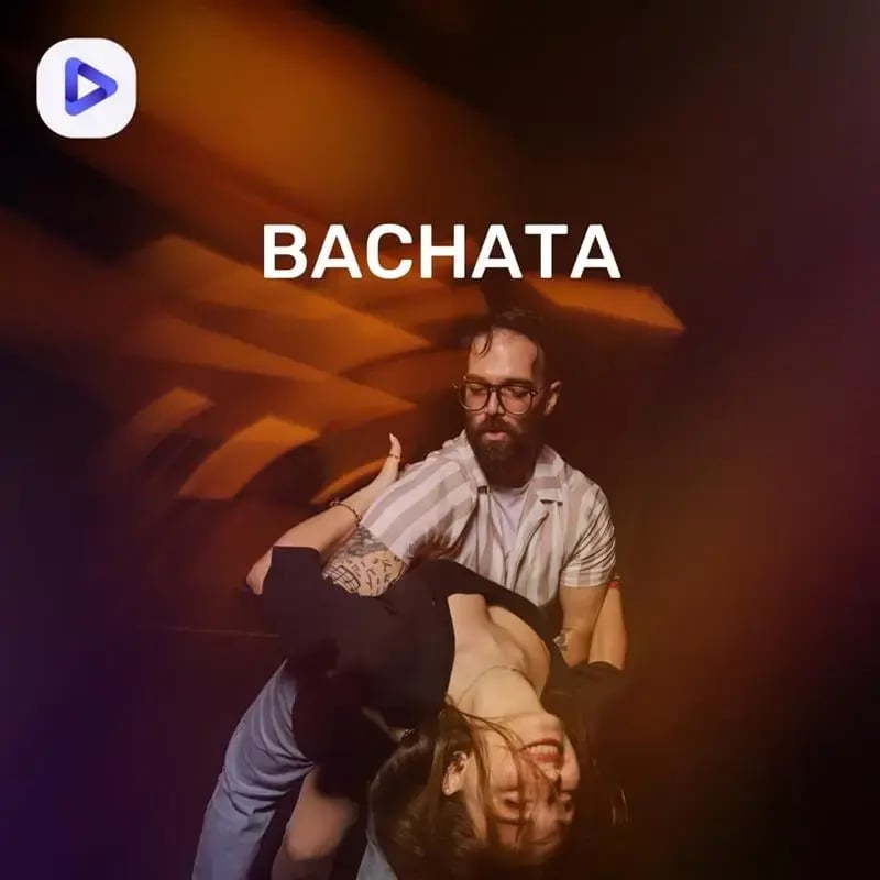 Bachata-soittolistan kuvake, jossa mies taivuttamassa naista kesken paritanssin.