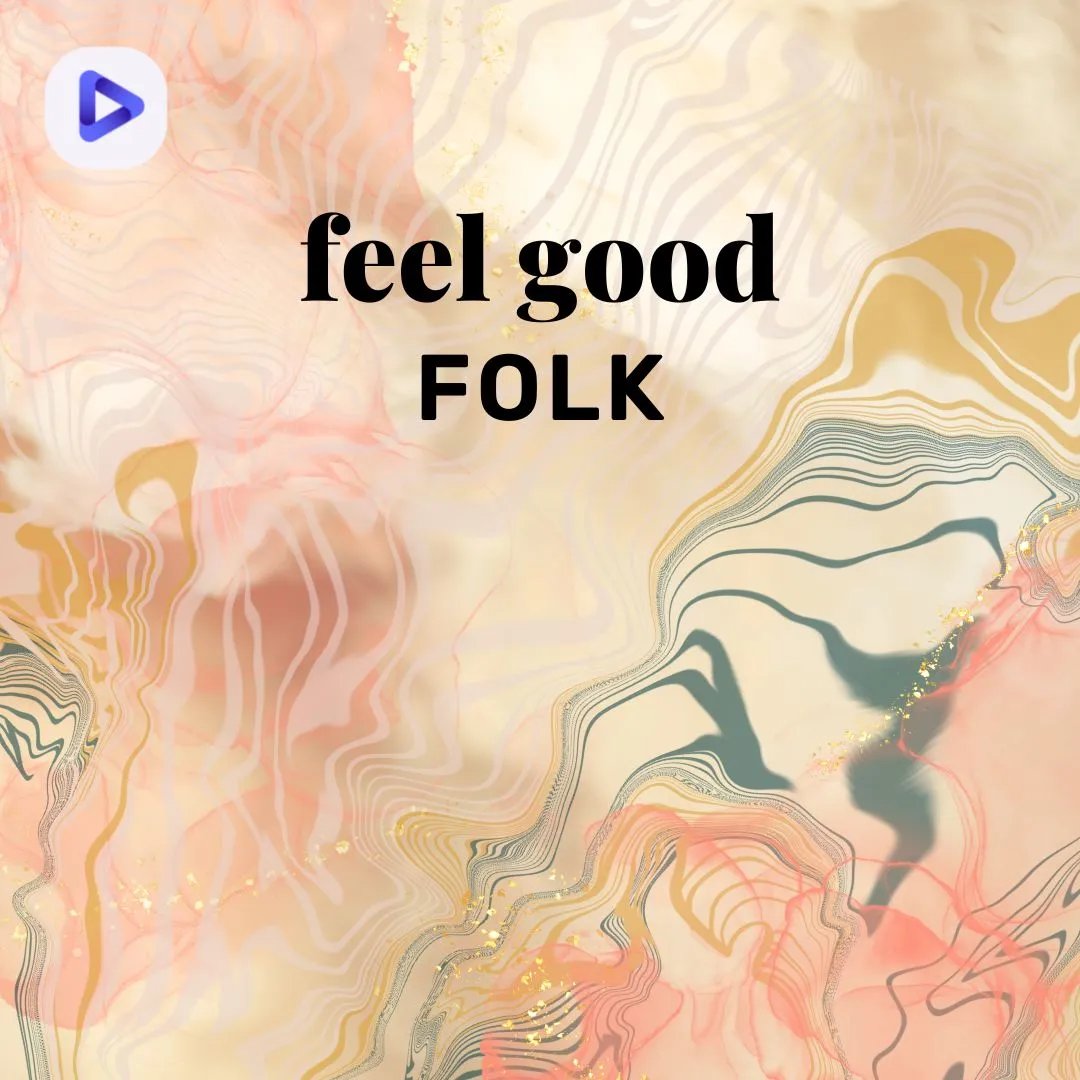 Reddish-yellow background with greenish lines and the text: Feel Good Folk.