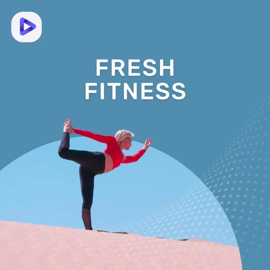 Fresh Fitness -soittolistan kuvake, jossa nainen punaisessa paidassa urheilemassa.