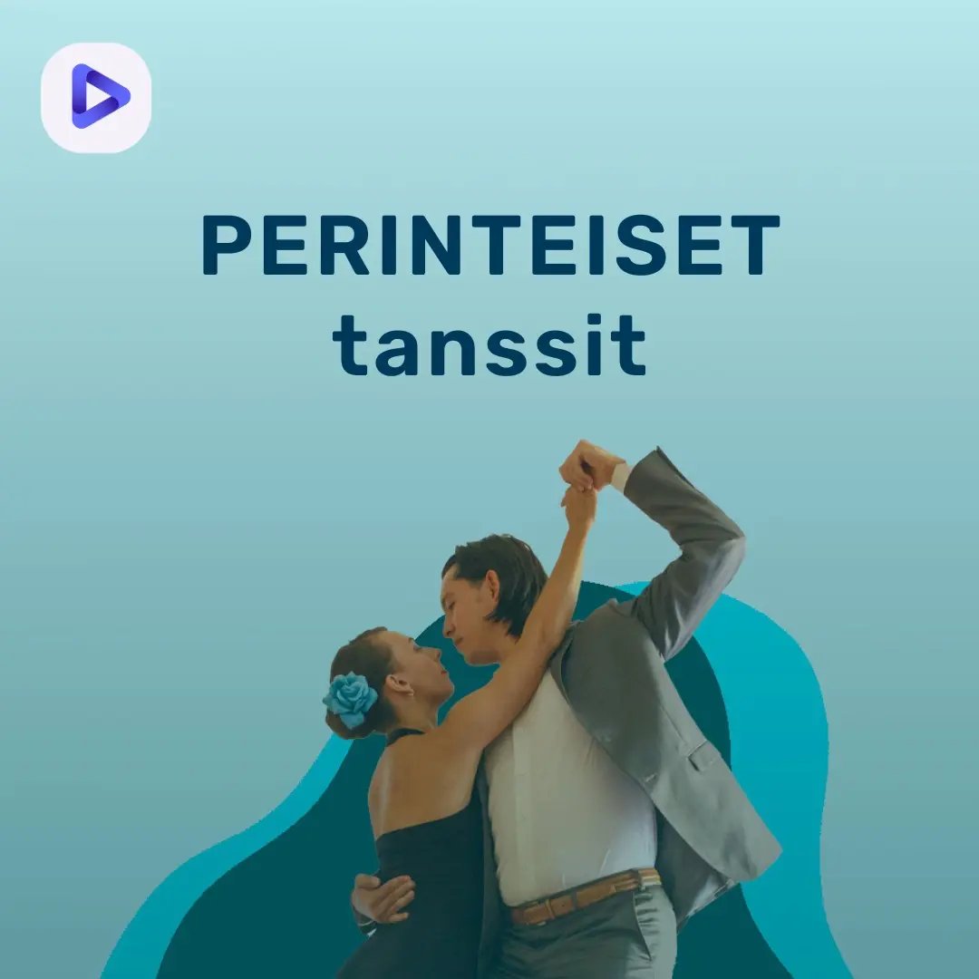Perinteiset tanssit -soittolistan kuvake, jossa nainen ja mies tanssimassa paritanssia.