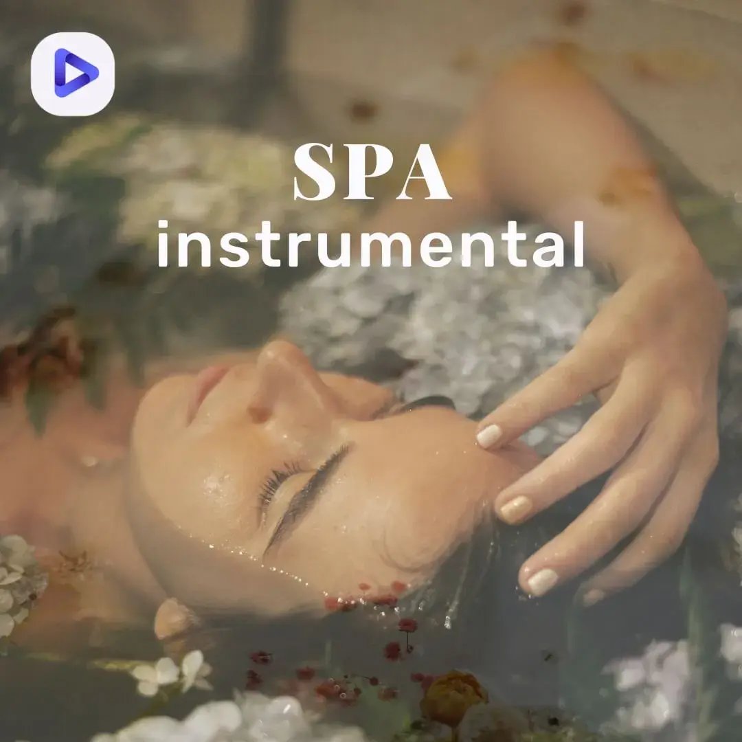 Spa Instrumental -soittolistakuvake, jossa nainen rentoutumassa kylvyssä.