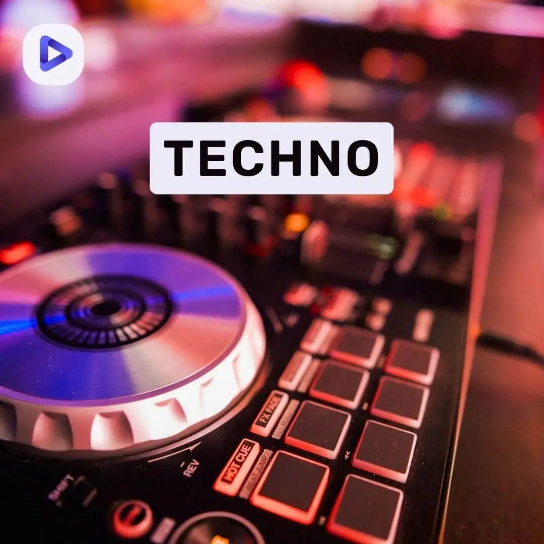 DJ booth with the text: Techno.