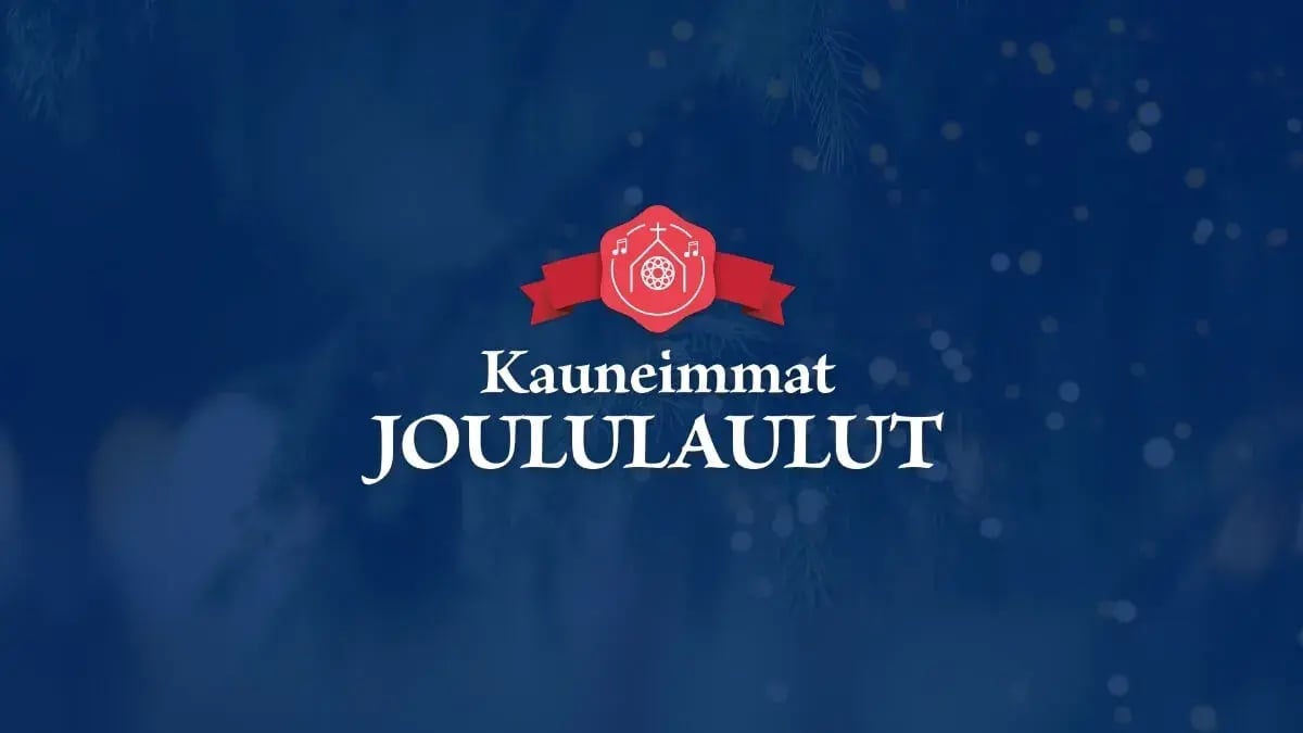 Kauneimmat Joululaulut logo sinisellä taustalla.