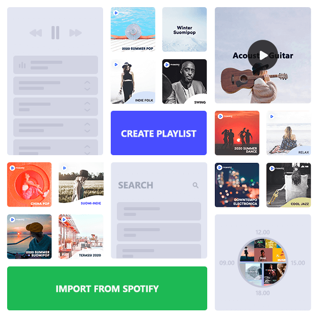 A graphic template with playlist cover photos.
