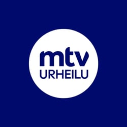 MTV Urheilun logo ja sininen tausta.