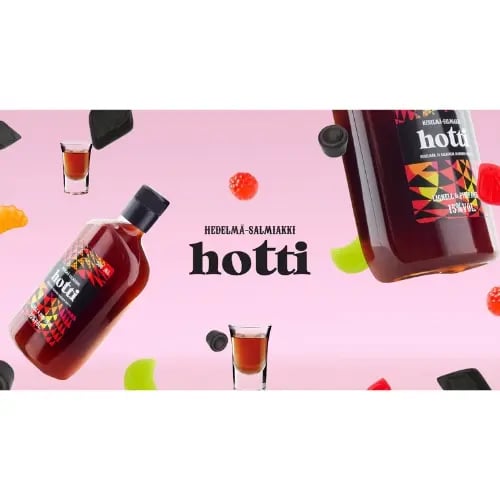 Hedelmä-Salmiakki hotti vaakasuuntainen mainos.