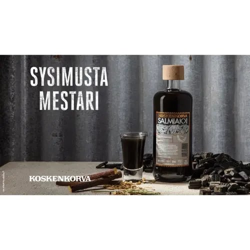 Koskenkorva Salmiakki vaakasuuntainen mainos.