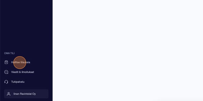 My Feelment -nettisivuston päävalikko.