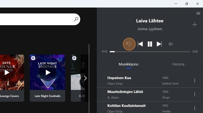 Kappaleen lisääminen mustalle listalle (Windows) - Step 1