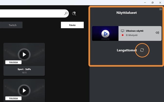 Näyttöalueet Feelmentin sovelluksessa.