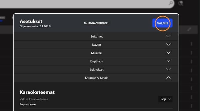 Asetukset - Valmis