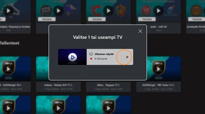 Näytön valitseminen Feelmentin sovelluksessa.