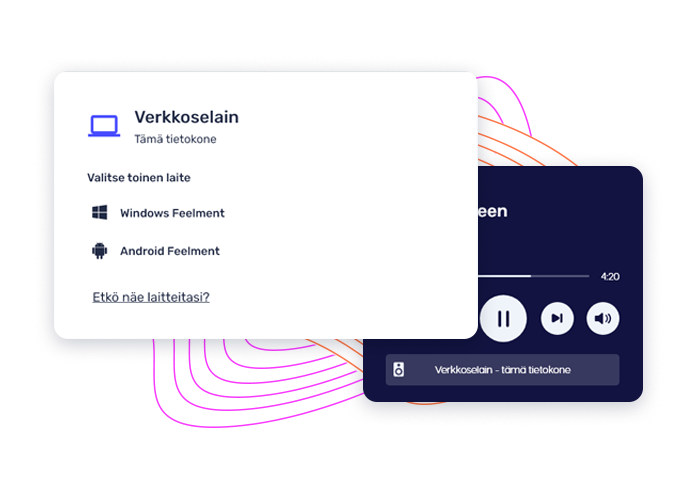 Music player and a bar that represents the selection of the player.