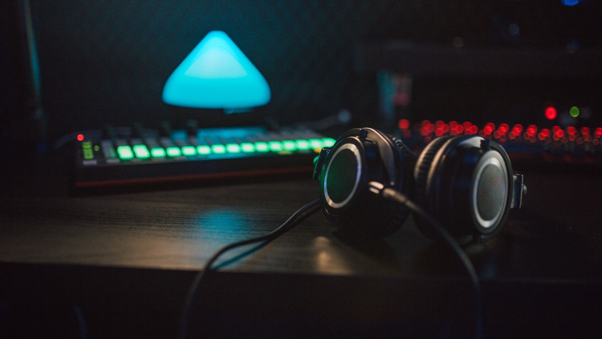 Headphones on a table.